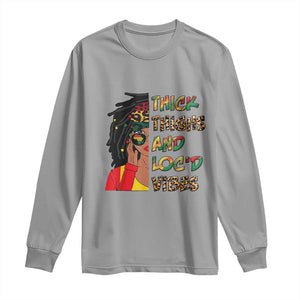 Black Locs Girl Long Sleeve Shirt Thick Thighs And Locd Vibes African Melanin Women TS02 Sport Gray Print Your Wear