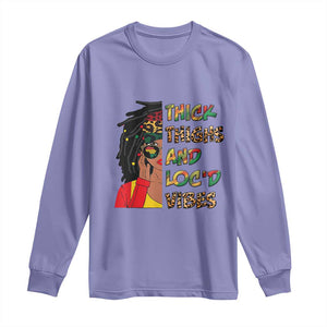 Black Locs Girl Long Sleeve Shirt Thick Thighs And Locd Vibes African Melanin Women TS02 Violet Print Your Wear