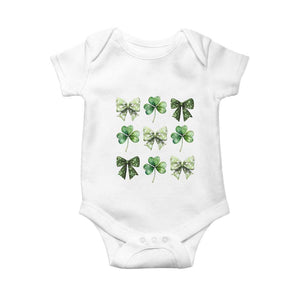 St Patricks Day Coquette Bow Baby Onesie Lucky Shamrock Aesthetic TS02 White Print Your Wear