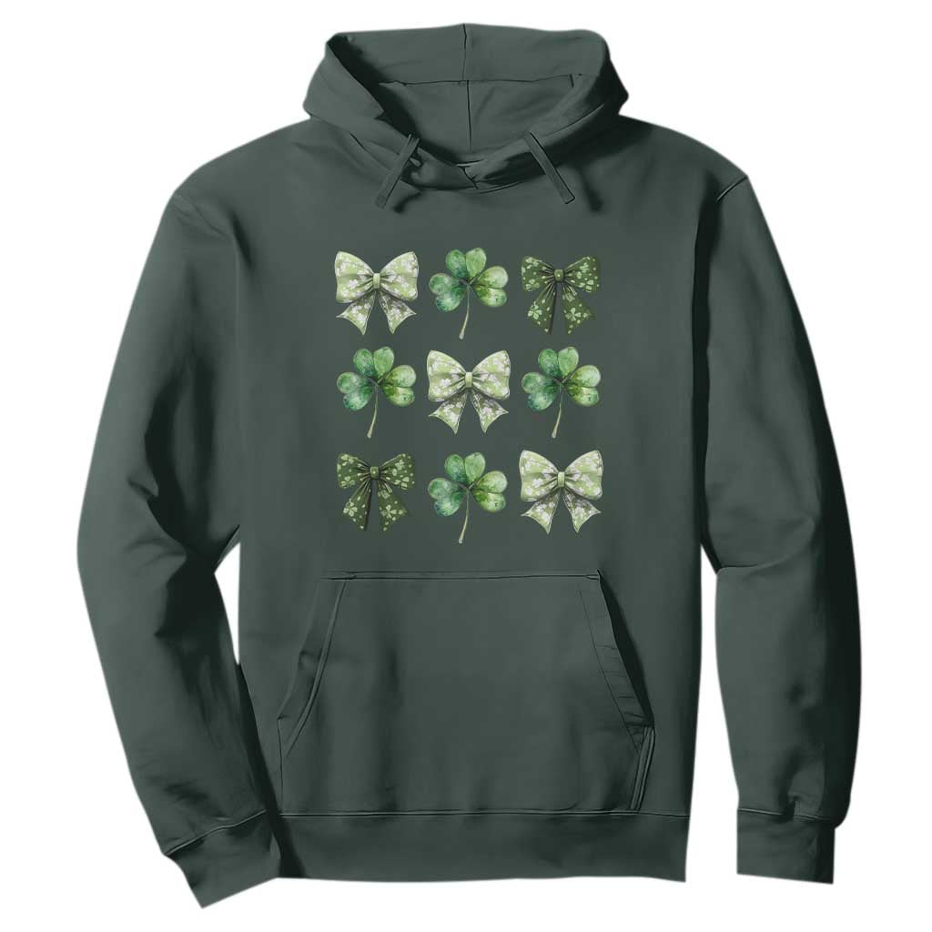 St Patricks Day Coquette Bow Hoodie Lucky Shamrock Aesthetic TS02 Dark Forest Green Print Your Wear