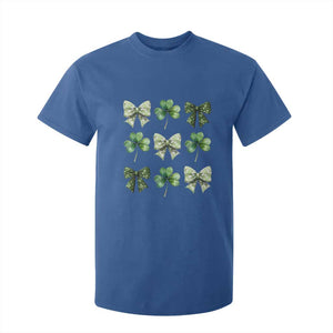St Patricks Day Coquette Bow T Shirt For Kid Lucky Shamrock Aesthetic TS02 Royal Blue Print Your Wear