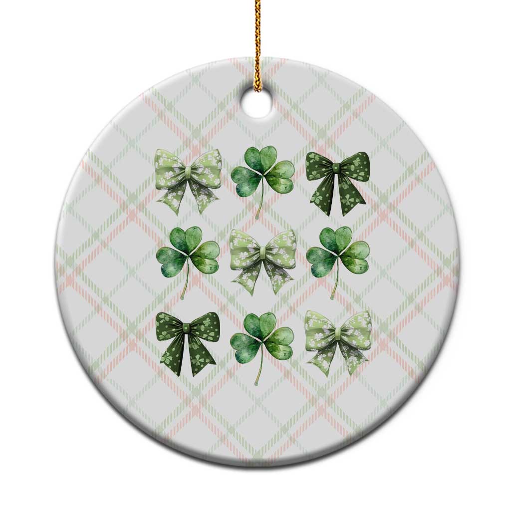 St Patricks Day Coquette Bow Ceramic Ornament Lucky Shamrock Aesthetic TS02 1pc Christmas Plaid Print Your Wear