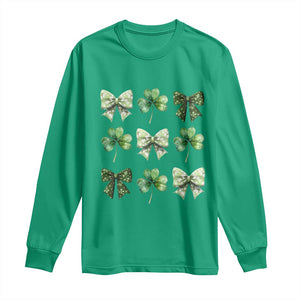 St Patricks Day Coquette Bow Long Sleeve Shirt Lucky Shamrock Aesthetic TS02 Irish Green Print Your Wear