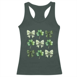 St Patricks Day Coquette Bow Racerback Tank Top Lucky Shamrock Aesthetic TS02 Dark Forest Green Print Your Wear