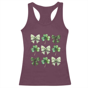 St Patricks Day Coquette Bow Racerback Tank Top Lucky Shamrock Aesthetic TS02 Maroon Print Your Wear