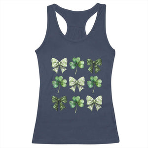 St Patricks Day Coquette Bow Racerback Tank Top Lucky Shamrock Aesthetic TS02 Navy Print Your Wear