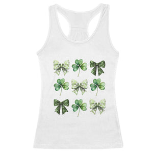 St Patricks Day Coquette Bow Racerback Tank Top Lucky Shamrock Aesthetic TS02 White Print Your Wear