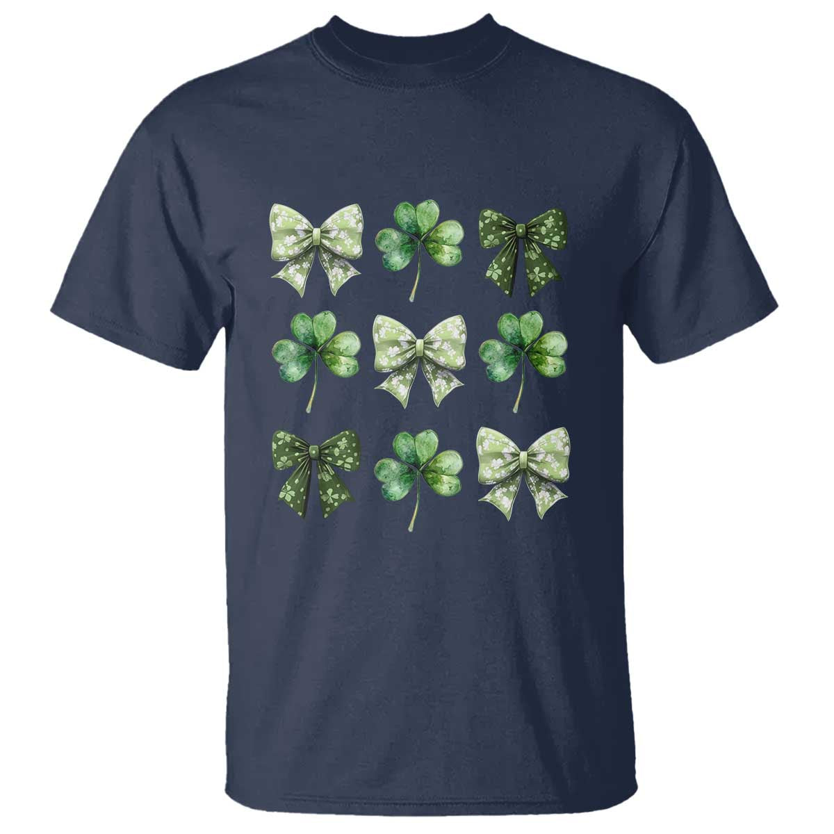 St Patricks Day Coquette Bow T Shirt Lucky Shamrock Aesthetic TS02 Navy Print Your Wear