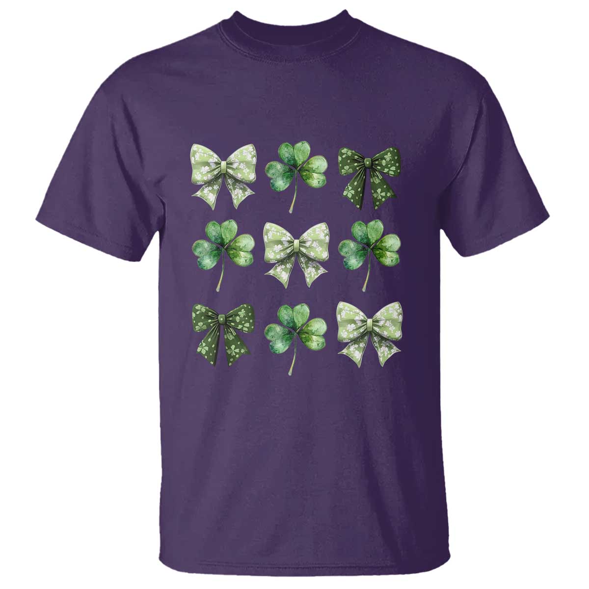 St Patricks Day Coquette Bow T Shirt Lucky Shamrock Aesthetic TS02 Purple Print Your Wear