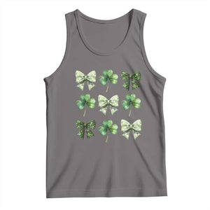 St Patricks Day Coquette Bow Tank Top Lucky Shamrock Aesthetic TS02 Deep Heather Print Your Wear