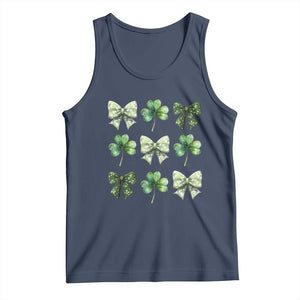 St Patricks Day Coquette Bow Tank Top Lucky Shamrock Aesthetic TS02 Navy Print Your Wear