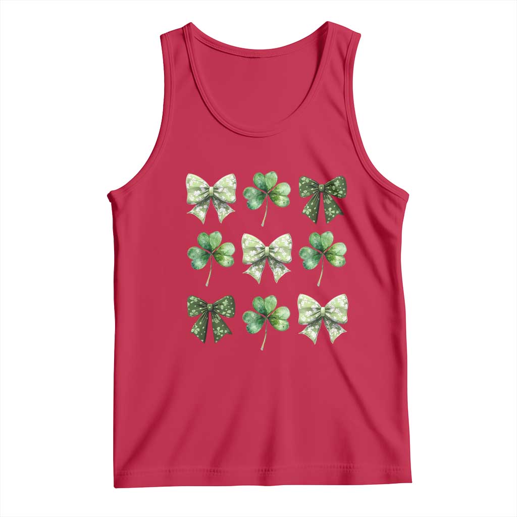 St Patricks Day Coquette Bow Tank Top Lucky Shamrock Aesthetic TS02 Red Print Your Wear