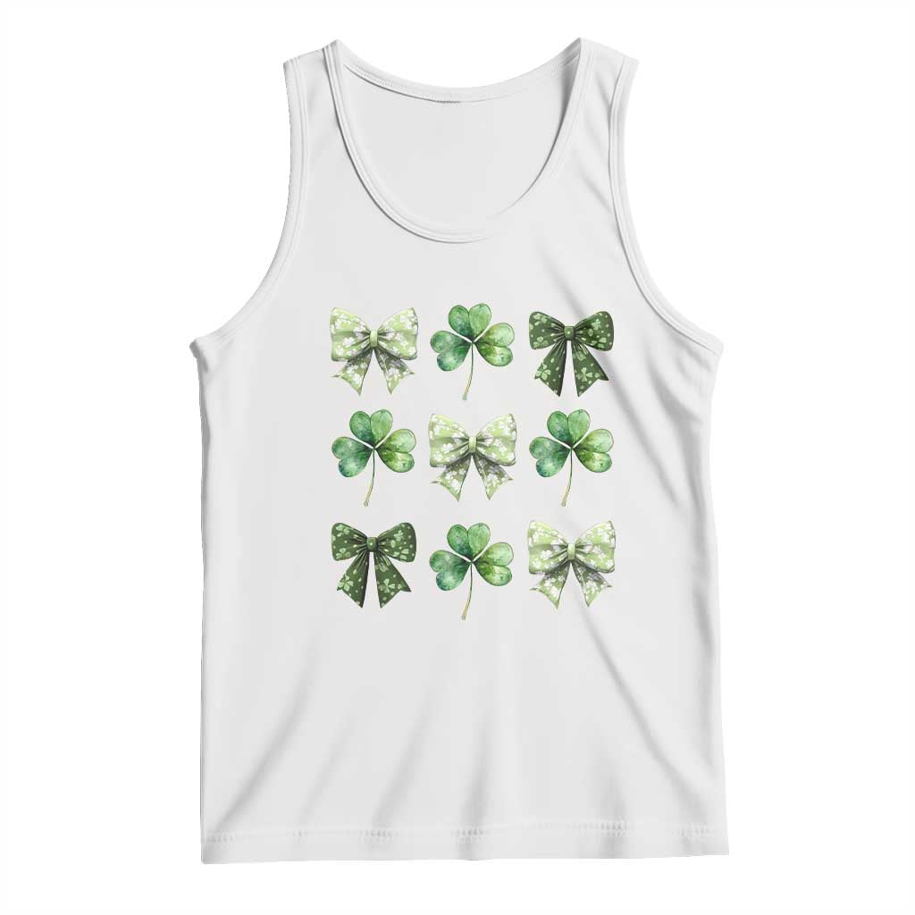 St Patricks Day Coquette Bow Tank Top Lucky Shamrock Aesthetic TS02 White Print Your Wear