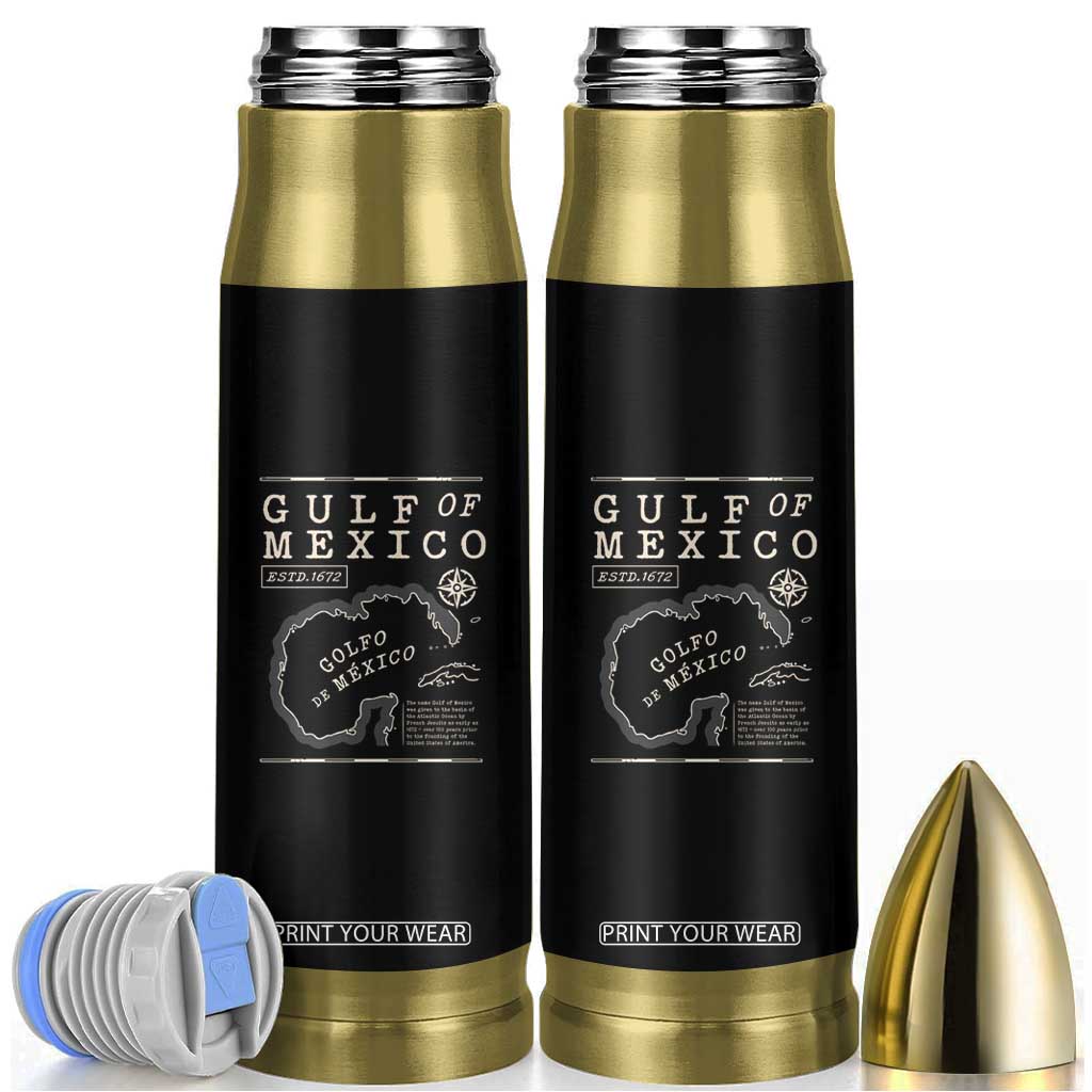Gulf of Mexico Bullet Tumbler Golfo De Mexico Historic Map 1672 TS02 Black Print Your Wear