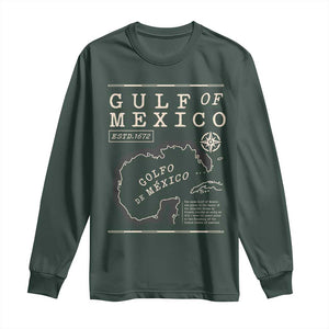 Gulf of Mexico Long Sleeve Shirt Golfo De Mexico Historic Map 1672 TS02 Dark Forest Green Print Your Wear