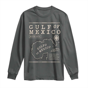 Gulf of Mexico Long Sleeve Shirt Golfo De Mexico Historic Map 1672 TS02 Dark Heather Print Your Wear