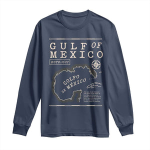 Gulf of Mexico Long Sleeve Shirt Golfo De Mexico Historic Map 1672 TS02 Navy Print Your Wear