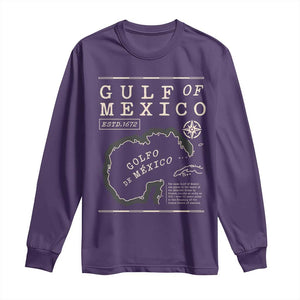 Gulf of Mexico Long Sleeve Shirt Golfo De Mexico Historic Map 1672 TS02 Purple Print Your Wear