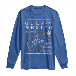 Gulf of Mexico Long Sleeve Shirt Golfo De Mexico Historic Map 1672 TS02 Royal Blue Print Your Wear