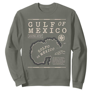 Gulf of Mexico Sweatshirt Golfo De Mexico Historic Map 1672 TS02 Military Green Print Your Wear