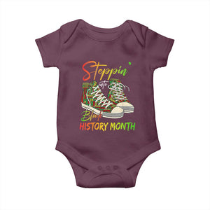Stepping Into Black History Month Baby Onesie Sneakers TS02 Maroon Print Your Wear