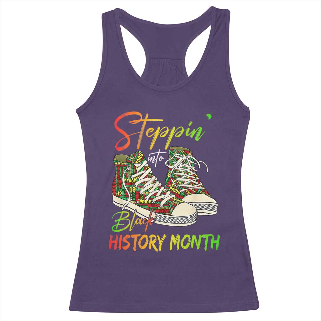 Stepping Into Black History Month Racerback Tank Top Sneakers TS02 Purple Print Your Wear
