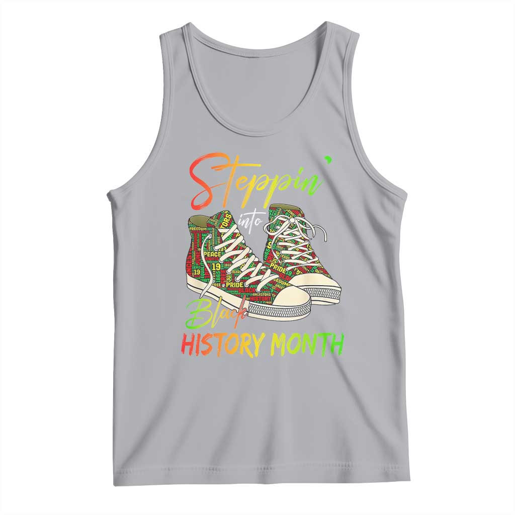 Stepping Into Black History Month Tank Top Sneakers TS02 Athletic Heather Print Your Wear