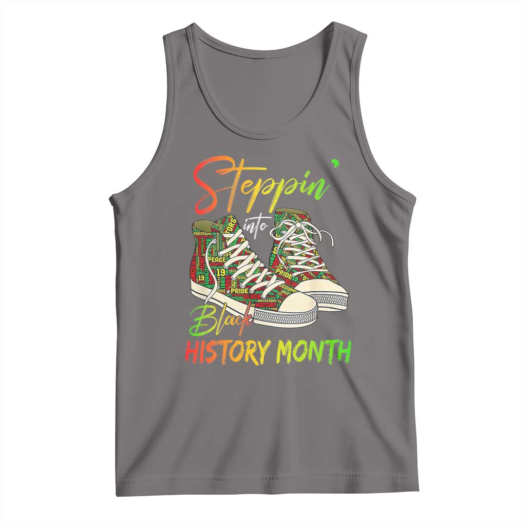 Stepping Into Black History Month Tank Top Sneakers TS02 Deep Heather Print Your Wear