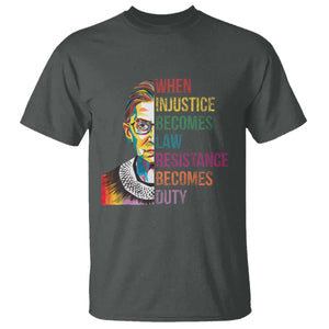 RBG Quote T Shirt When Injustice Becomes Law Resistance Becomes Duty TS02 Dark Heather Print Your Wear