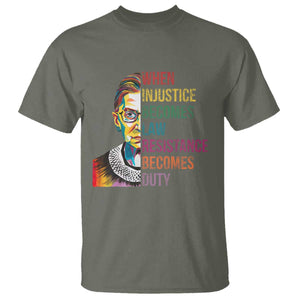 RBG Quote T Shirt When Injustice Becomes Law Resistance Becomes Duty TS02 Military Green Print Your Wear