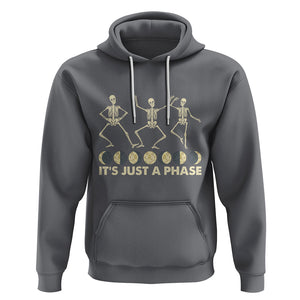 Dancing Skeleton Hoodie It's Just A Phase Moon Celestial Cycle Phases Of The Moon Astronomy TS02 Charcoal Printyourwear