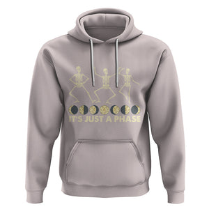 Dancing Skeleton Hoodie It's Just A Phase Moon Celestial Cycle Phases Of The Moon Astronomy TS02 Ice Gray Printyourwear