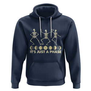 Dancing Skeleton Hoodie It's Just A Phase Moon Celestial Cycle Phases Of The Moon Astronomy TS02 Navy Printyourwear