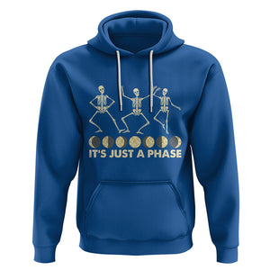 Dancing Skeleton Hoodie It's Just A Phase Moon Celestial Cycle Phases Of The Moon Astronomy TS02 Royal Blue Printyourwear