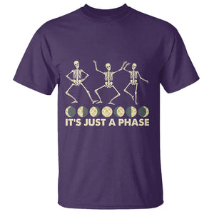 Dancing Skeleton T Shirt It's Just A Phase Moon Celestial Cycle Phases Of The Moon Astronomy TS02 Purple Printyourwear