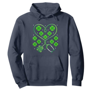 Funny Nurse St Patricks Day Hoodie Nursing Stethoscope Green Clover Shamrock TS02 Navy Print Your Wear