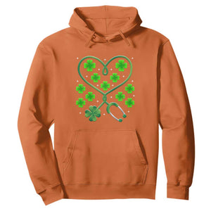 Funny Nurse St Patricks Day Hoodie Nursing Stethoscope Green Clover Shamrock TS02 Orange Print Your Wear