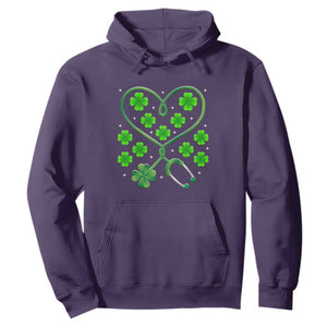 Funny Nurse St Patricks Day Hoodie Nursing Stethoscope Green Clover Shamrock TS02 Purple Print Your Wear