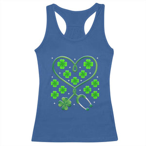 Funny Nurse St Patricks Day Racerback Tank Top Nursing Stethoscope Green Clover Shamrock TS02 Royal Blue Print Your Wear