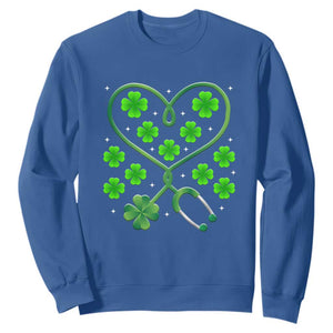 Funny Nurse St Patricks Day Sweatshirt Nursing Stethoscope Green Clover Shamrock TS02 Royal Blue Print Your Wear