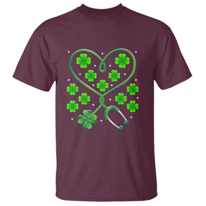 Funny Nurse St Patricks Day T Shirt Nursing Stethoscope Green Clover Shamrock TS02 Maroon Print Your Wear