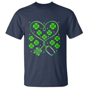 Funny Nurse St Patricks Day T Shirt Nursing Stethoscope Green Clover Shamrock TS02 Navy Print Your Wear