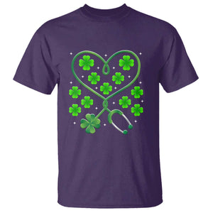 Funny Nurse St Patricks Day T Shirt Nursing Stethoscope Green Clover Shamrock TS02 Purple Print Your Wear