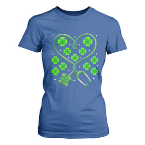 Funny Nurse St Patricks Day T Shirt For Women Nursing Stethoscope Green Clover Shamrock TS02 Royal Blue Print Your Wear