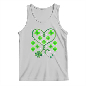 Funny Nurse St Patricks Day Tank Top Nursing Stethoscope Green Clover Shamrock TS02 Ash Print Your Wear