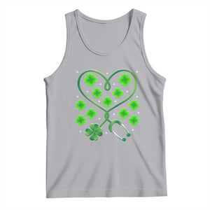 Funny Nurse St Patricks Day Tank Top Nursing Stethoscope Green Clover Shamrock TS02 Athletic Heather Print Your Wear