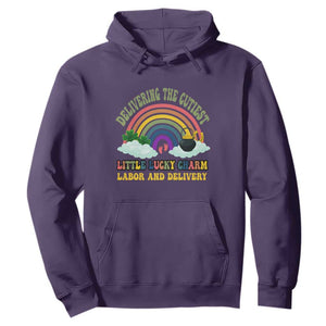 Funny Labor and Delivery St Patricks Day Hoodie Delivering The Cutiest Little Lucky Charm TS02 Purple Print Your Wear