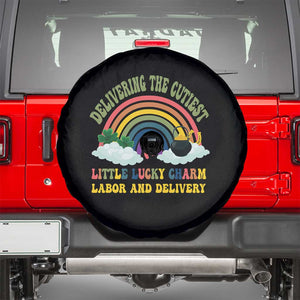 Funny Labor and Delivery St Patricks Day Spare Tire Cover Delivering The Cutiest Little Lucky Charm TS02 Black Print Your Wear