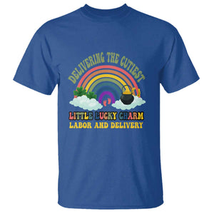 Funny Labor and Delivery St Patricks Day T Shirt Delivering The Cutiest Little Lucky Charm TS02 Royal Blue Print Your Wear