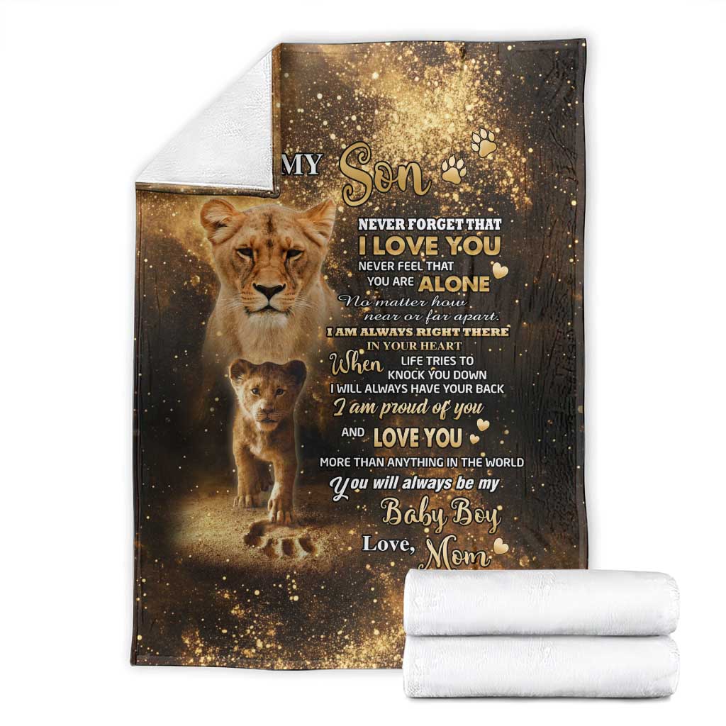 To My Son Lion Throw Blanket Heartfelt Love Motivation Encouragement Gift from Mom Dad TS02 Black Print Your Wear